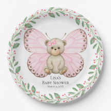 Borboleta Bear Chá Rosa | Placas de papel