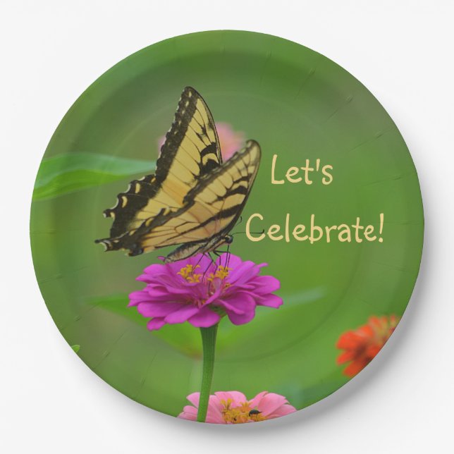 Prato De Papel Borboleta de Celebração de vamos (Frente)
