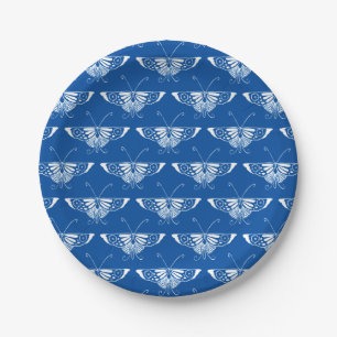 Prato De Papel Borboleta Deco de Arte Estilizada, azul de cobalto