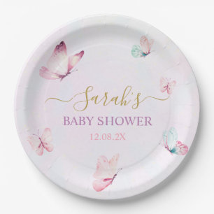 Prato De Papel Borboleta rosa encantada