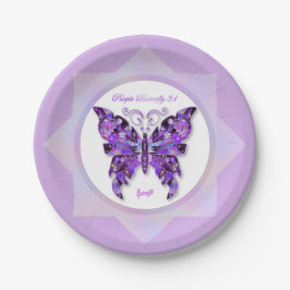 Prato De Papel Borboleta Roxa 31 Chapas de Papel