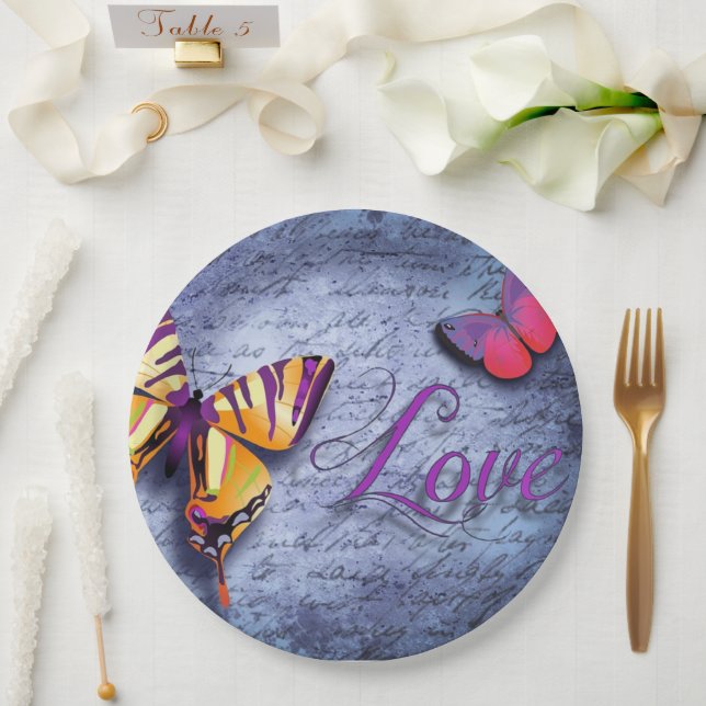 Prato De Papel Borboletas amam azul (Casamento)