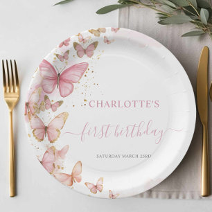 Prato De Papel Borboletas bonito cor-de-rosa 1rua segundo 3° 5 An