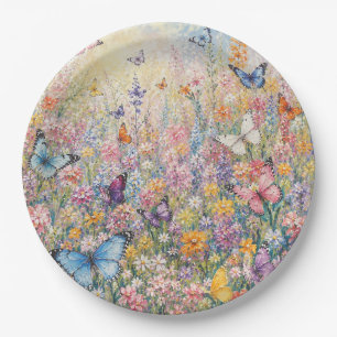 Prato De Papel Borboletas do Paraíso – Uma Flor Silvestre Colorid