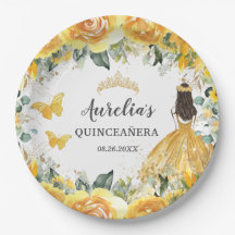 Borboletas Florais Amarelas Princesa Quinceanera