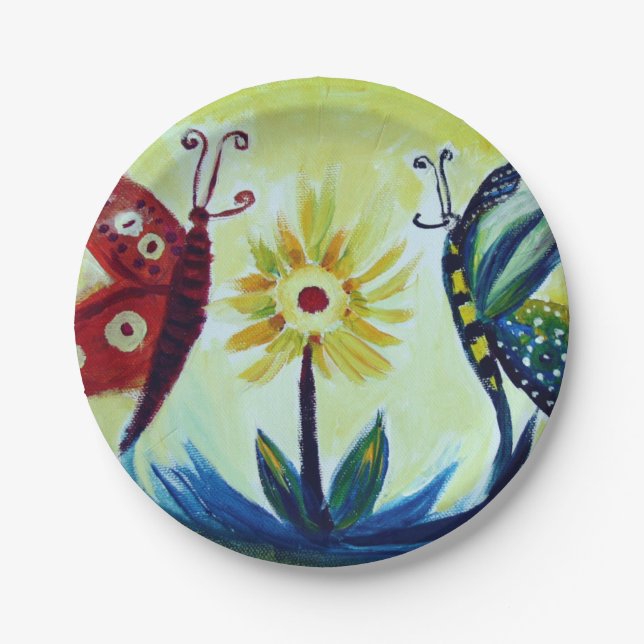 Prato De Papel Borboletas Papel personalizado Art Placas 7 em (Frente)