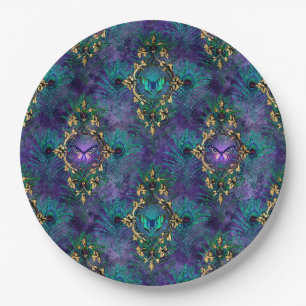 Prato De Papel Borboletas Pavão Suprimentos De Casamento Placas D