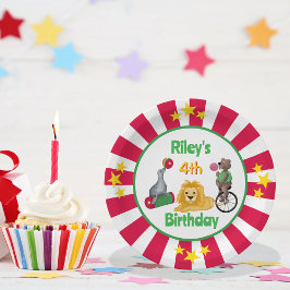 Prato De Papel Borda estelar de animais de circo balançados