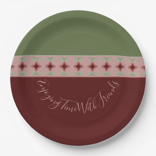 Prato De Papel Borgonha e Verde (Frente)