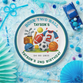 Prato De Papel Born 2 Ball Sports Theme Boy’s 2nd Birthday Party