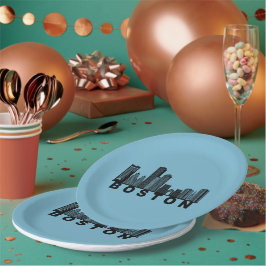 Prato De Papel Boston Skyline Silhouette 