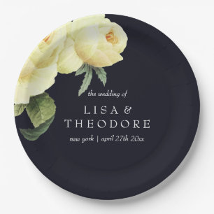 Prato De Papel Botânica   Casamento de flores azuis amarelas