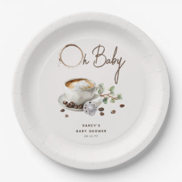 Prato De Papel Botanical Baby is Brewing' Coffee Baby Shower