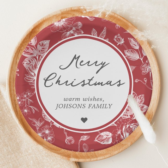 Prato De Papel Botanical Christmas (Christmas Family Holiday Paper Plate)
