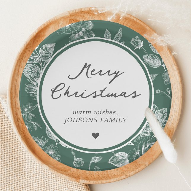 Prato De Papel Botanical Christmas (Christmas Family Holiday Paper Plate)