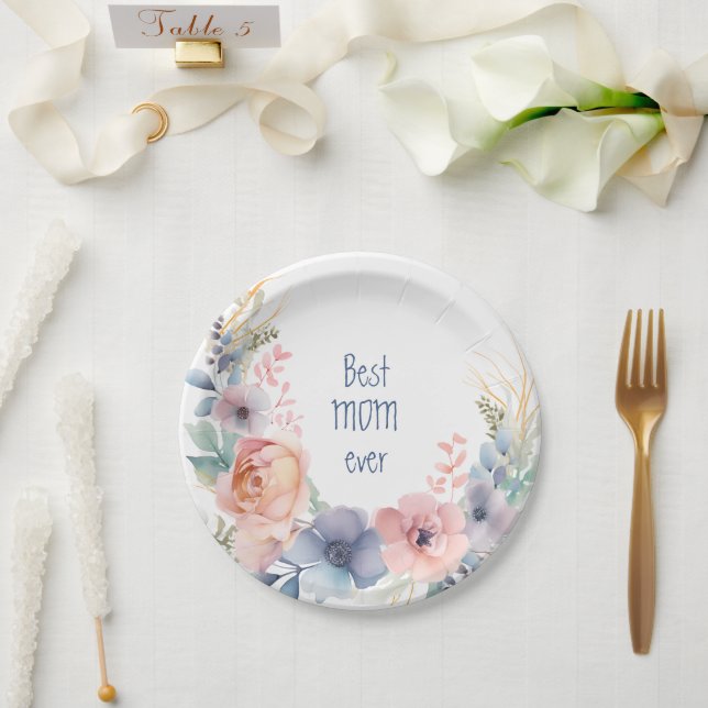 Prato De Papel Botânico Romântico Floral Aquarela (Casamento)