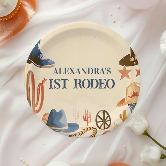 Prato De Papel Botas de Cowboy Rústicas 1º Aniversário (Criador carregado)