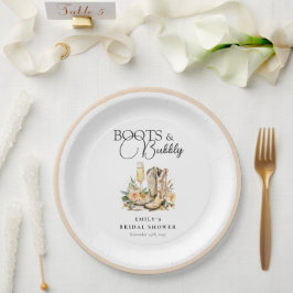 Prato De Papel Botas e Espumante Chá de Noiva Western