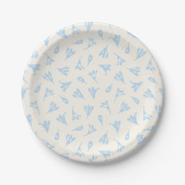 Prato De Papel Botões de Flores Azul Claro