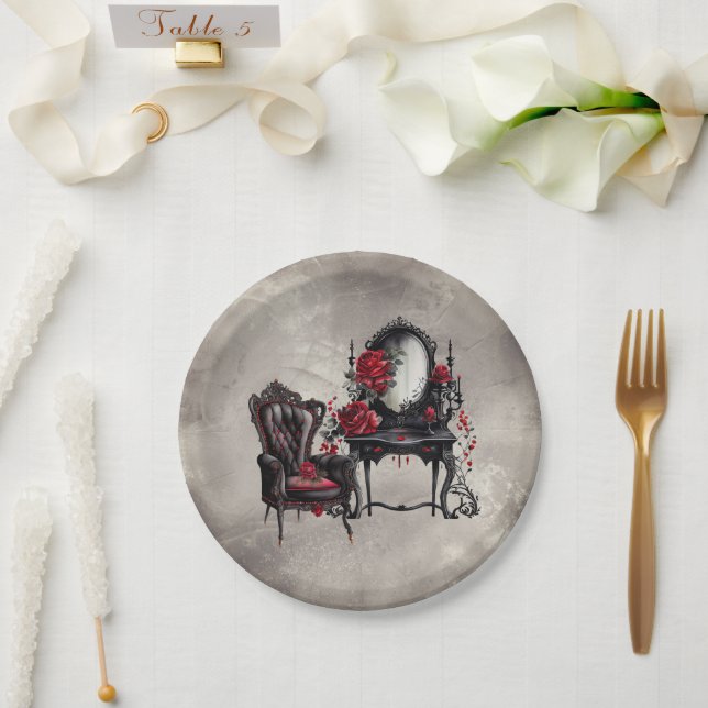 Prato De Papel Boudoir | Vanity Mirror e Victorian Parlor Preside (Casamento)