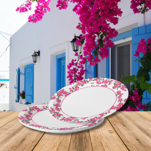 Prato De Papel Bougainvillea Santorini temático grego/ espanhol