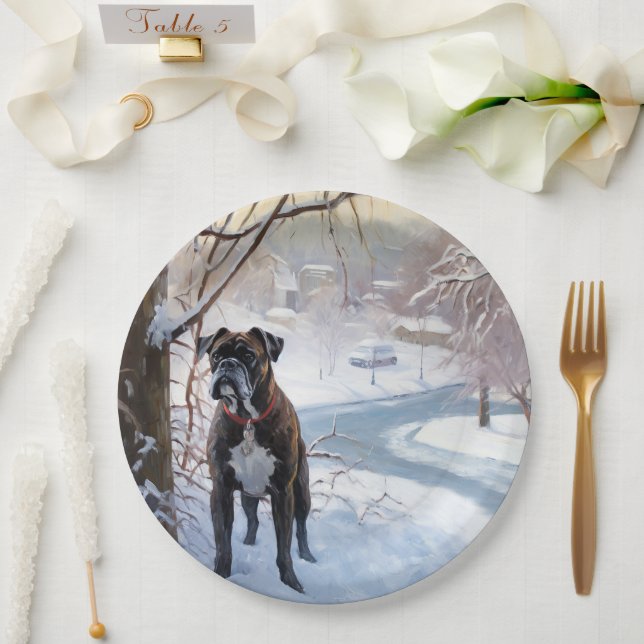 Prato De Papel Boxer Deixe-o nevar no Natal (Casamento)