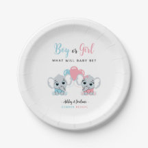 Boy or Girl Elephant Gender Reveal Plates