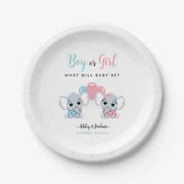 Prato De Papel Boy or Girl Elephant Gender Reveal Plates