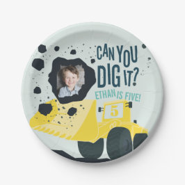 Prato De Papel Boys Birthday Construction Truck Blue Yellow