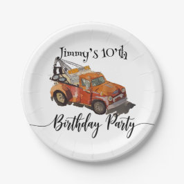 Prato De Papel Boys birthday party with wrecker