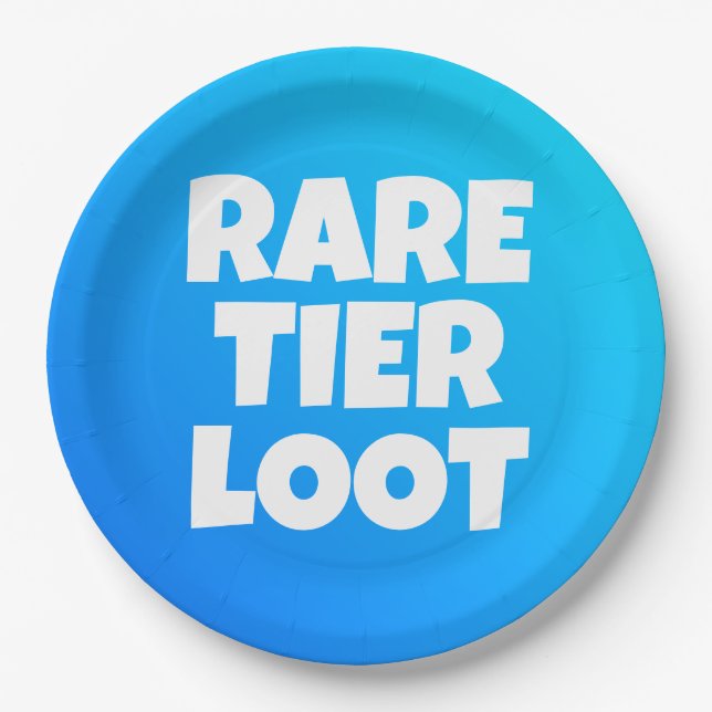 Prato De Papel Boys Rare Tier Loot Blue Gamer Slogan (Frente)