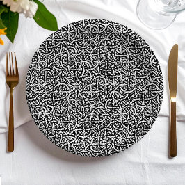 Prato De Papel Braided black and white pattern