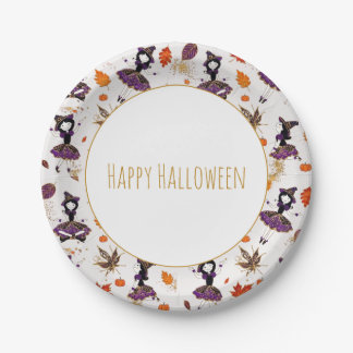 Prato De Papel Branca | Bruxinha de Halloween