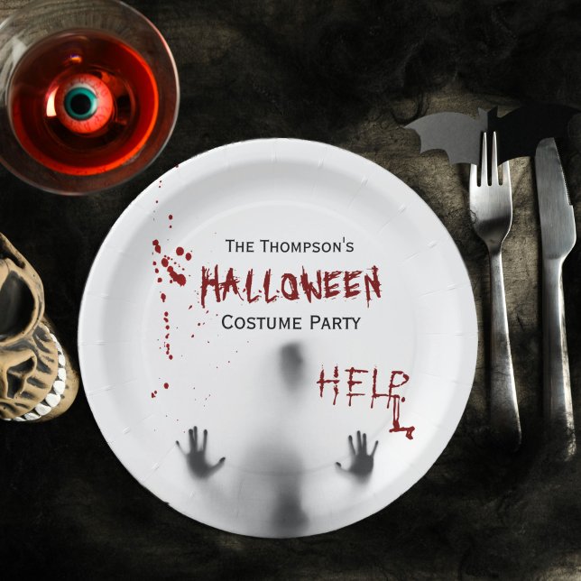 Prato De Papel Branca da festa de fantasia do sangrento Halloween (Criador carregado)