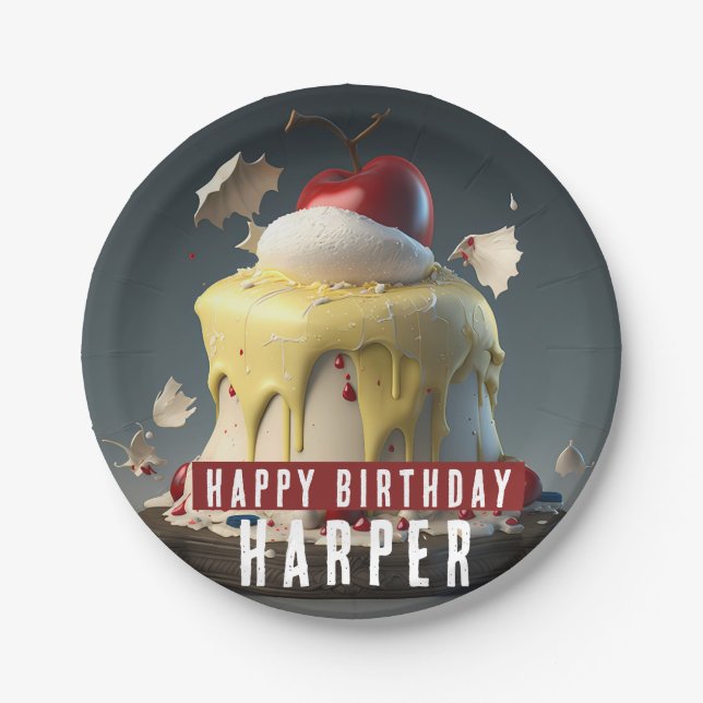 Prato De Papel Branca de Neve - Aniversário (Frente)