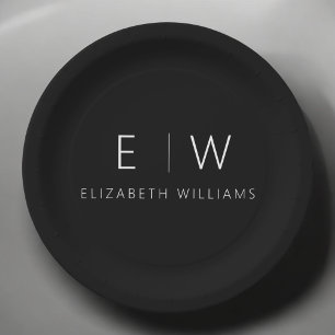 Prato De Papel Branco preto minimalista elegante e moderno