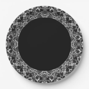 Prato De Papel Branco preto, trabalho aberto, mandala