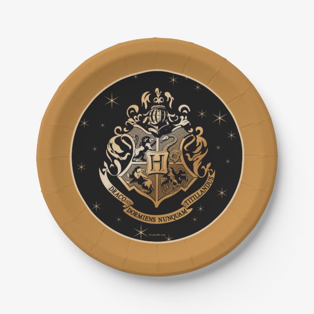 Prato De Papel Brasão de HOGWARTS™ Glistening Dourado (Frente)