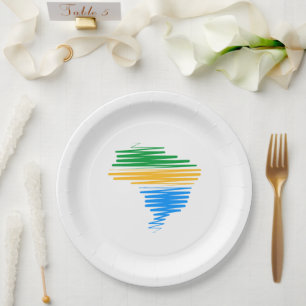 Prato De Papel Brasil mapeia borda com cores de bandeira brasilei