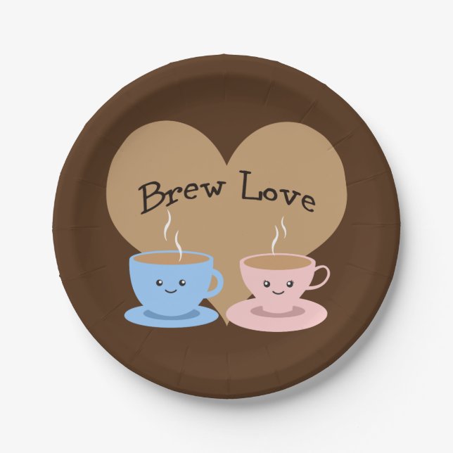 Prato De Papel Brew Love! Mugs de café (Frente)