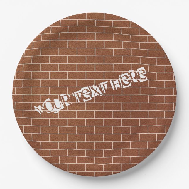 Prato De Papel Brick Wall Paper Placas com Texto Personalizado (Frente)