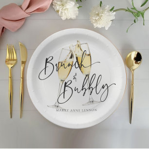 Prato De Papel Bridal Brunch e Bubbles mínimos