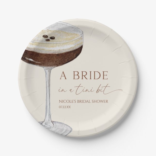 Prato De Papel Bride In A Tini Bit Expresso Martini Bridal Shower (Frente)