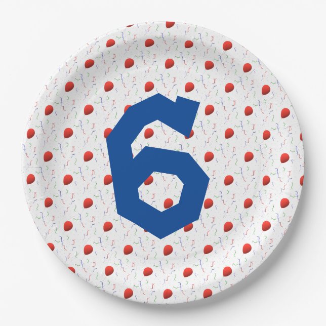 Prato De Papel Bright Balloons e Confetti Aniversário (Frente)