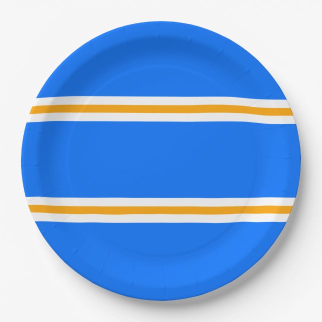 Prato De Papel Bright Blue Yellow White Summer Racing Strips (Frente)
