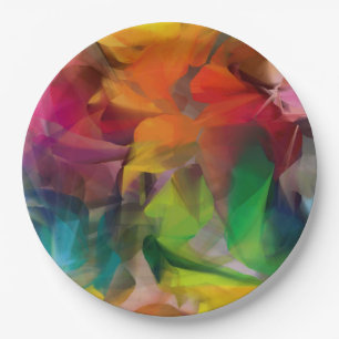 Prato De Papel Bright Colorida Feather Art
