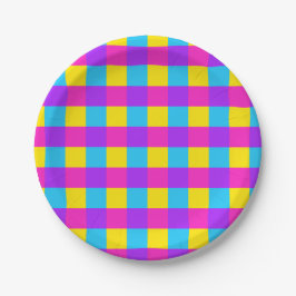 Prato De Papel Bright Gingham Party Plates - estilo 2