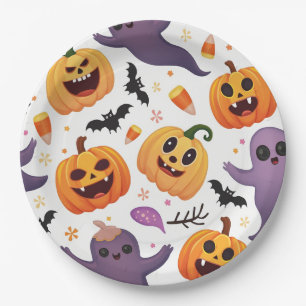 Prato De Papel Bright Halloween Paper Plates - Diversão de Design