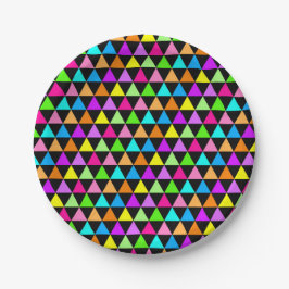 Prato De Papel Bright Neon Colors Triangles Party Paper Plates