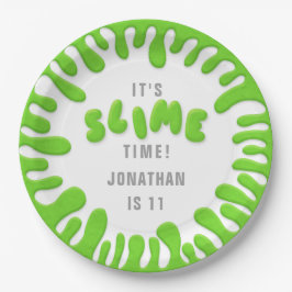 Prato De Papel Bright neon green slime party